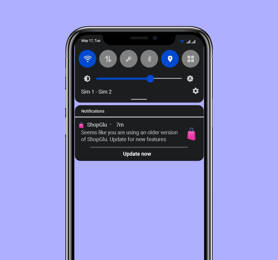 Push notification asking to update the app