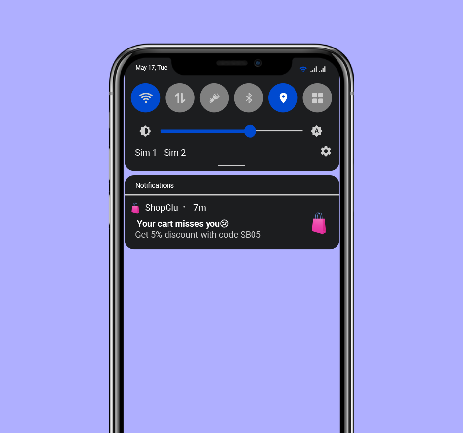 Push notification to minimize abandoned carts