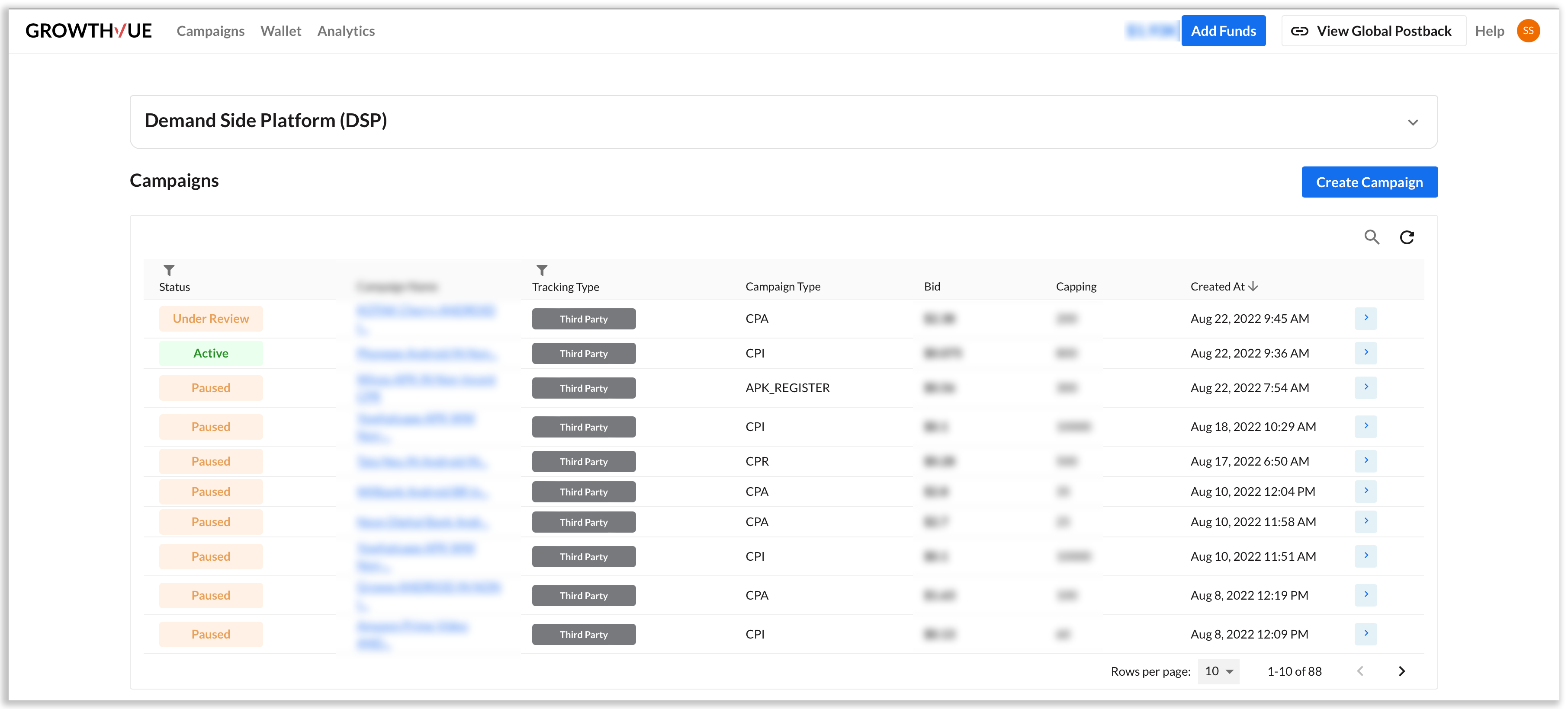 campaigns-list-on-GreedyGame-GROW campaigns-list-on-GreedyGame-GROW