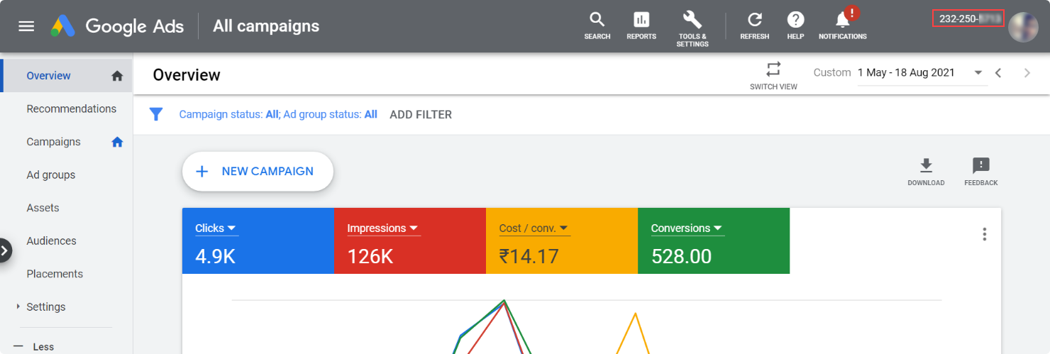 Share your Google Ads CustomerID